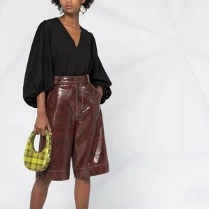 Ganni Black Heavy Crepe Blouse
